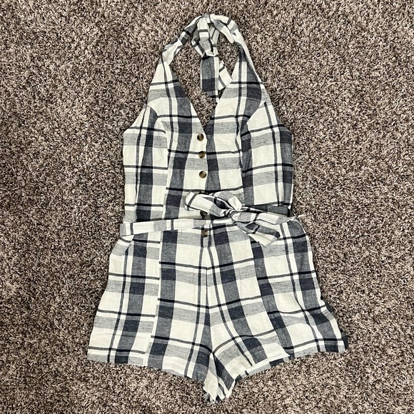 American Eagle outfitters plaid halter top romper - Picture 1 of 7